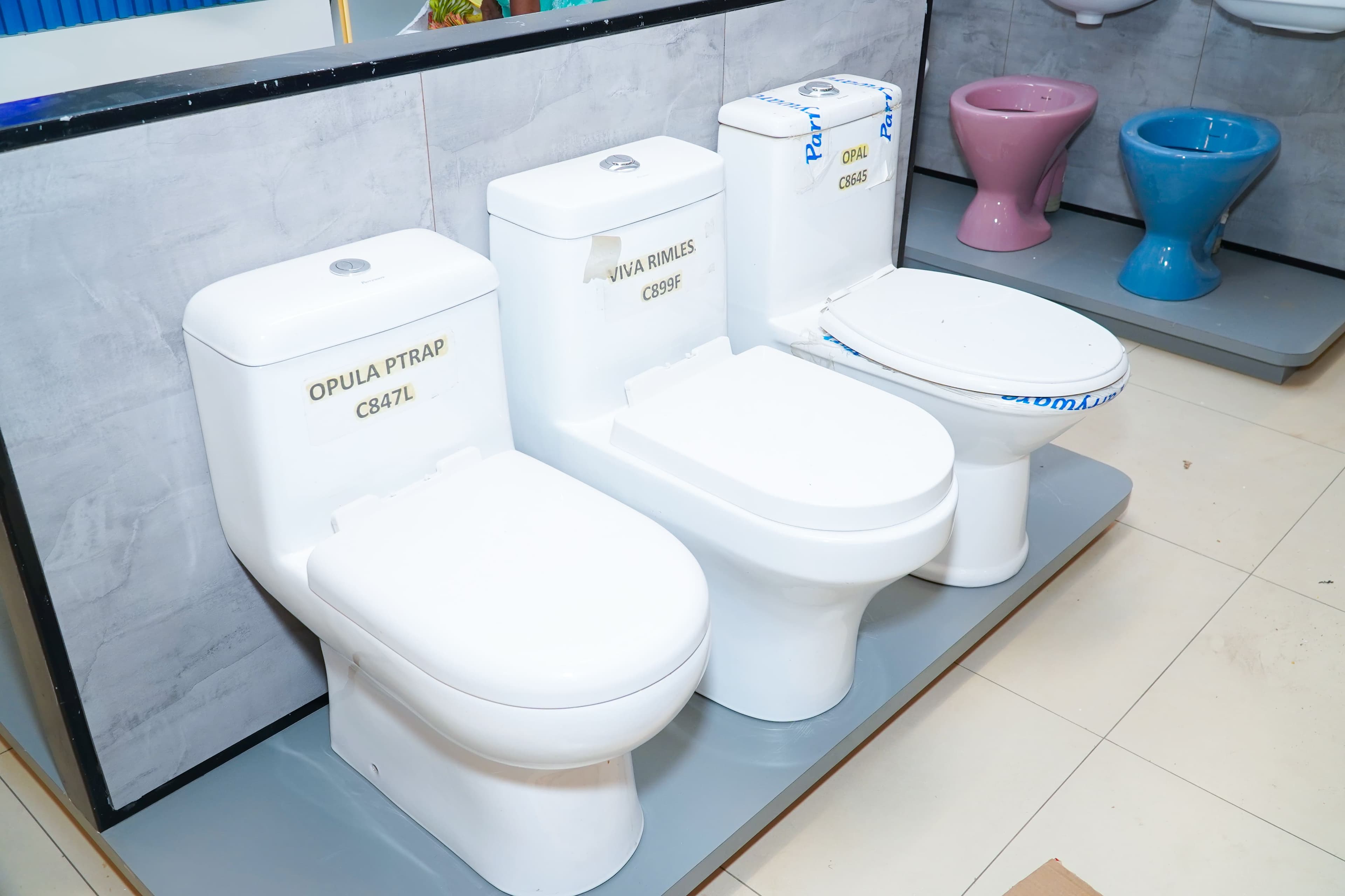 Western toilets and bathroom sinks at Ramesh Traders Ariyalur